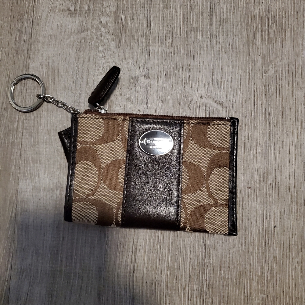 Coach Mini Skinny ID Case In Signature Canvas with Keychain